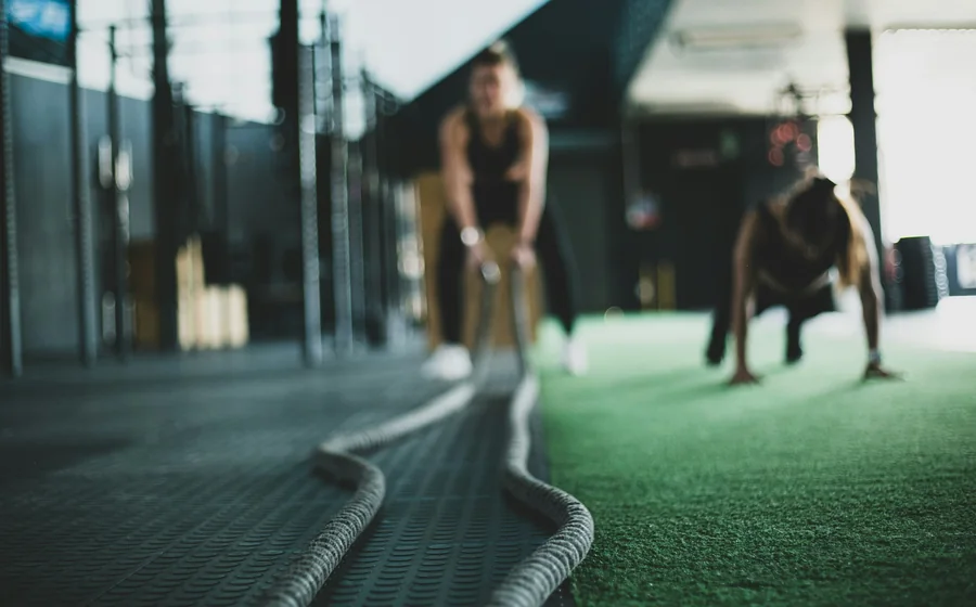 Workout training session in a gym